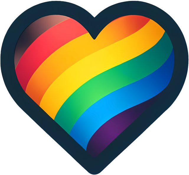 A rainbow heart with a thick black border