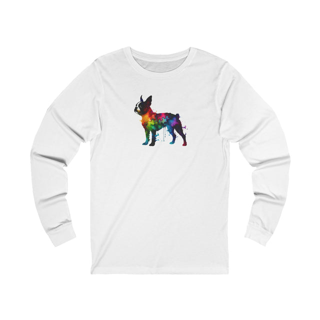 Rainbow Boston Terrier Long Sleeve T-shirt,Pride Shirt,Dog Lover Top,Rainbow Animals,LGBTQ+ Tee, Boston Terrier Owner