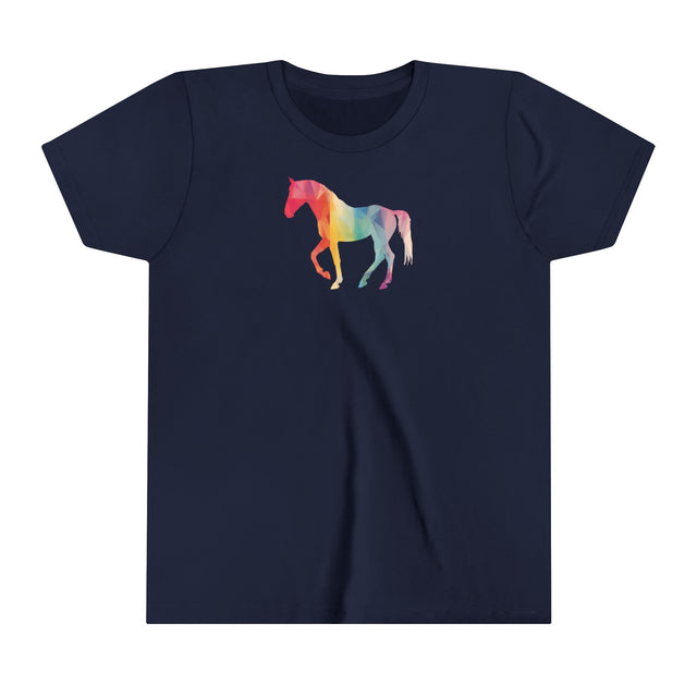Geometric Rainbow Horse T-shirt,Pride Shirt,Equine Lover Top,Rainbow Animals,LGBTQ+ Tee,Queer,Gay,Lesbian,Bisexual,Trans,Youth Size