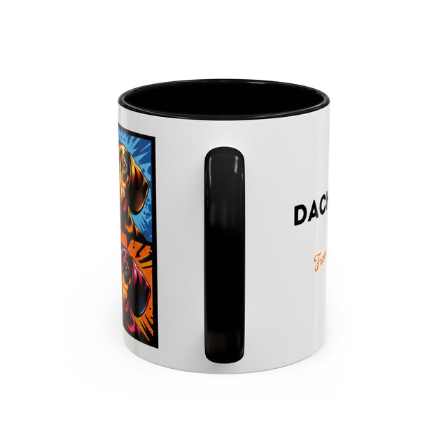 Dachshund Coffee Cup,4-Panel Pop Art Mug,Dachshund Lover,Doxie Mom or Dad,Dog Lover Gift,Wiener Dog,Sausage Dog,Low Rider dog