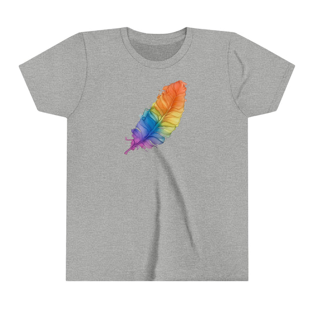 Rainbow Feather T-shirt,Pride Shirt,Bird Lover Top,Rainbow Animals,LGBTQ+ Tee,Queer,Gay,Lesbian,Bisexual,Trans,Youth Size