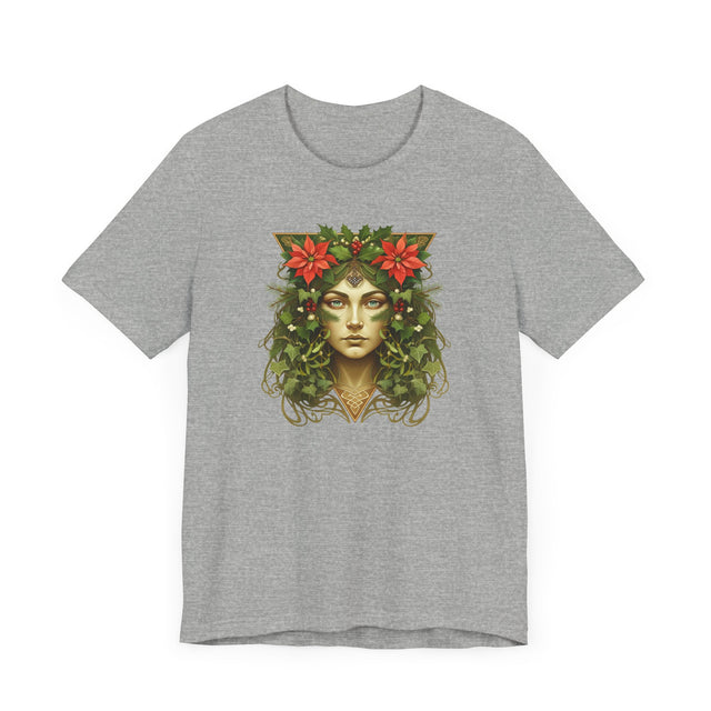 Celtic Christmas Green Woman T-shirt, Winter Nature Shirt