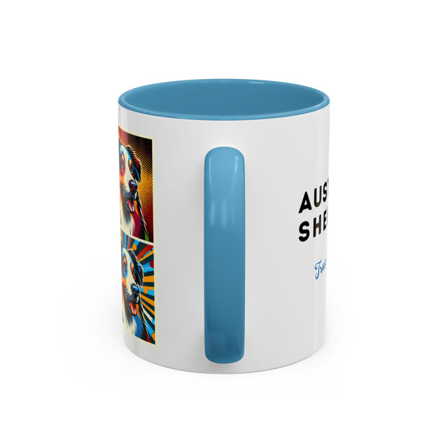 Australian Shepherds Coffee Cup,4-Panel Pop Art Mug,Australian Shepherd Lover,Aussie Shepherd Mom,Aussie Dad,Dog Lover Gift,Aussie Shepherd Gift