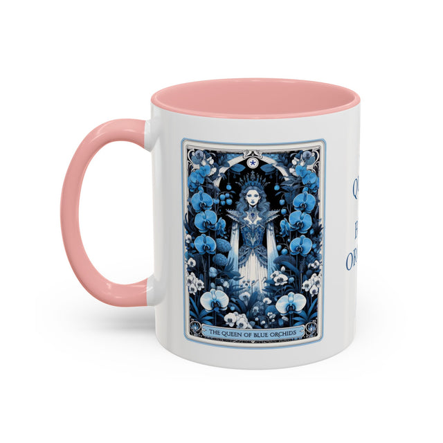 Queen of Blue Orchids,Tarot card Mug,Mothers Day Gift,Tarot Reader Gift,Asian Queen Mug,Orchid Lover Gift,Asian Mom Gift,Gift for her