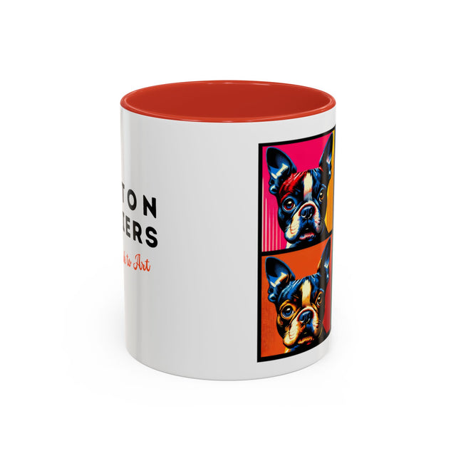 Boston Terrier Coffee Cup,4-Panel Pop Art Mug,Boston Terrier Lover,Boston Terrier Mom,Roundhead Dad,Dog Lover Gift,Boston Terrier Gift