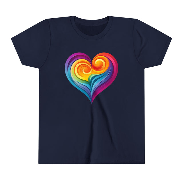 Rainbow Heart Swirl T-shirt,LBGT Heart,Gay Pride T shirt,LGBTQ+ Ally Tee,Nonbinary,Kids,Child,Youth Size