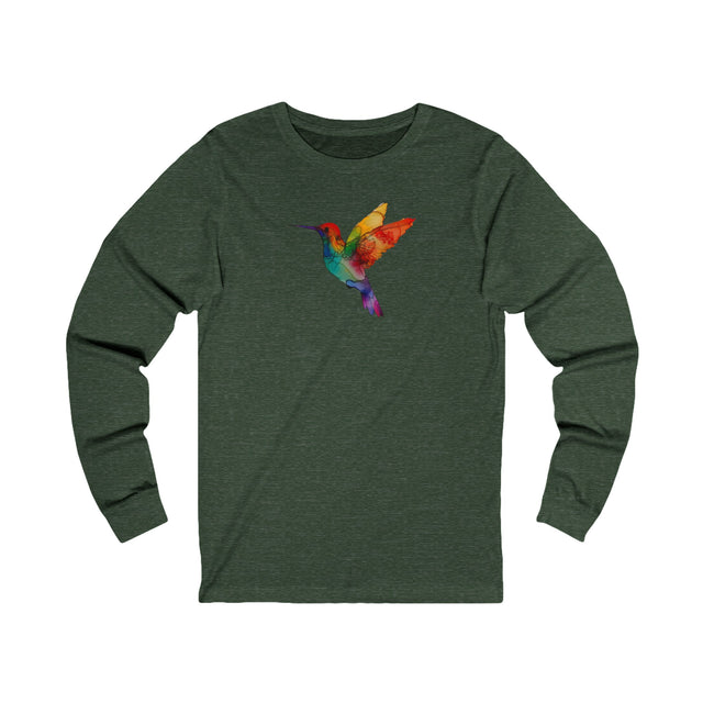 Rainbow Hummingbird Long Sleeve T-shirt,Pride Shirt,Queer Top,Rainbow Animals,LGBTQ+ Tee,Bird Lover Gift,Gay,Lesbian,Bisexual,Trans