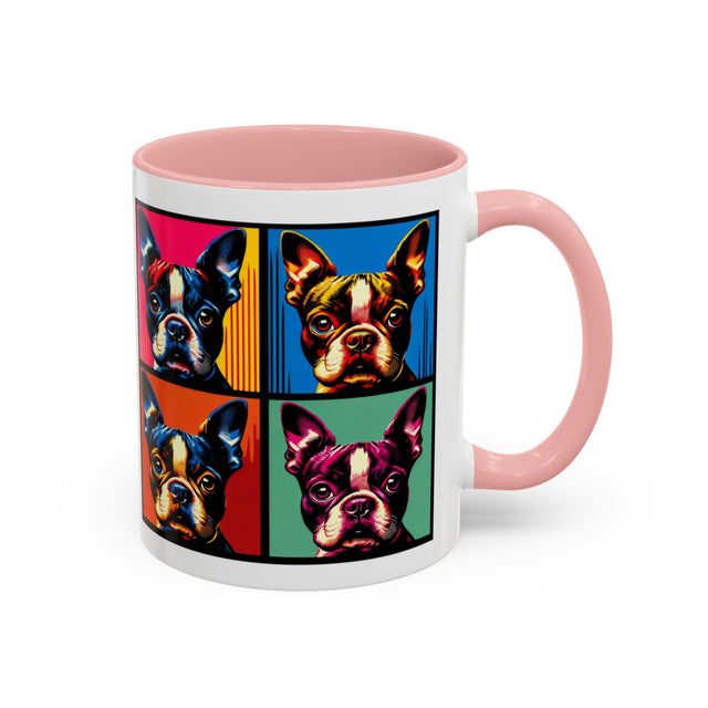 Boston Terrier Coffee Cup,4-Panel Pop Art Mug,Boston Terrier Lover,Boston Terrier Mom,Roundhead Dad,Dog Lover Gift,Boston Terrier Gift