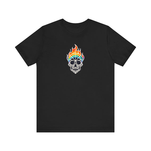Flaming Rainbow Skull Shirt,Pride T-Shirt,Pride Parade T shirt, LGBTQ+ Tee,Nonbinary,Gay,Lesbian,Bisexual,Trans,BGLT,LBGT,Radical Fairies,Queer Goth