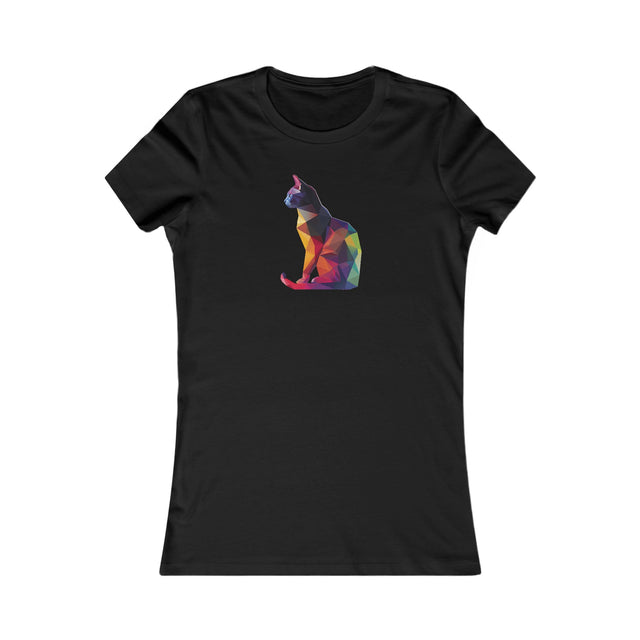 Geometric Rainbow Cat T-shirt,Pride Shirt,Cat Lover Top,Rainbow Animals,LGBTQ+ Tee,Queer,Gay,Lesbian,Bisexual,Trans,Feline,Kitten,Kitty,Women's Favorite Tee