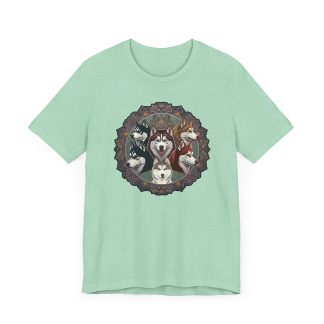Siberian Husky Head Mandala T-shirt, Dog Lover Top, Husky owner