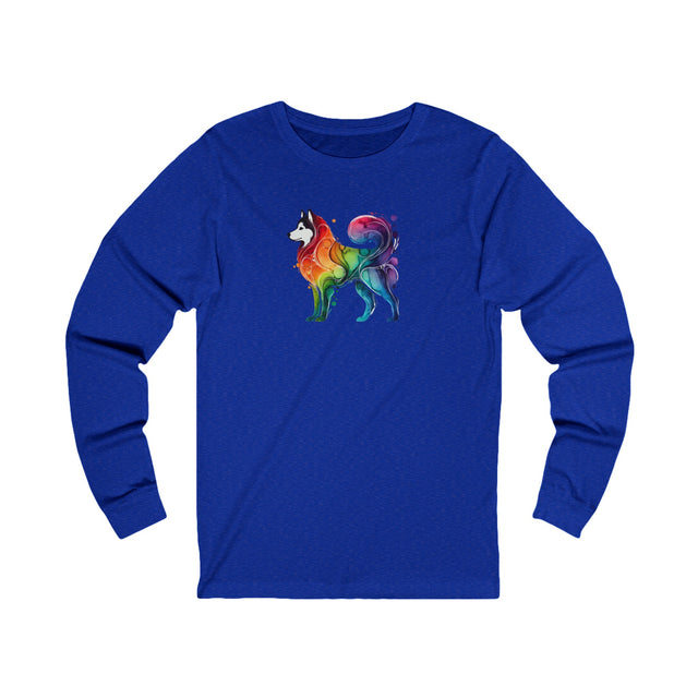 Rainbow Siberian Husky Long Sleeve T-shirt,Pride Shirt,Dog Lover Top,Rainbow Animals,LGBTQ+ Tee,Husky Owner