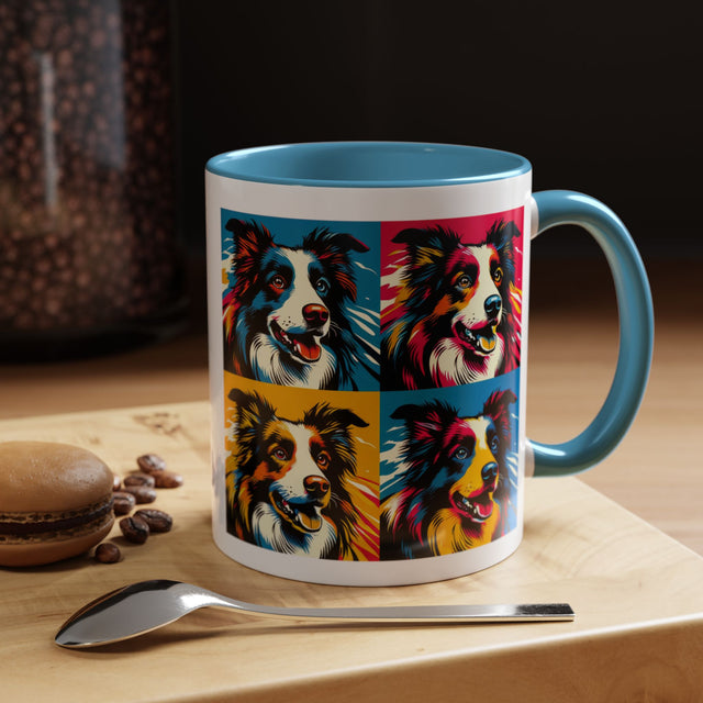 Border Collies Coffee Cup,4-Panel Pop Art Mug,Border Collie Lover,Border Collie Mom,Border Collie Dad,Dog Lover Gift,Border Collie Gift