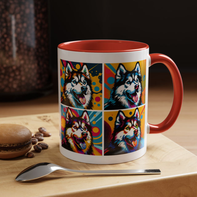 Siberian Huskies Coffee Cup,4-Panel Pop Art Mug,Husky Lover,Husky Mom,Sibe Dad,Dog Lover Gift,Siberian Husky Gift