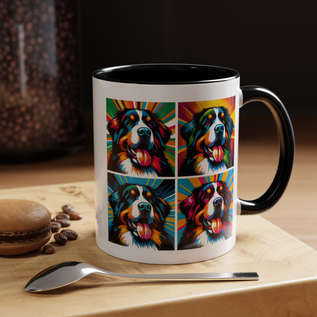 Bernese Mountain Dogs Coffee Cup,4-Panel Pop Art Mug,Berner Sennen Lover,Bernese Mom,Berner Dad,Dog Lover Gift,Bernese Mountain Dog Gift