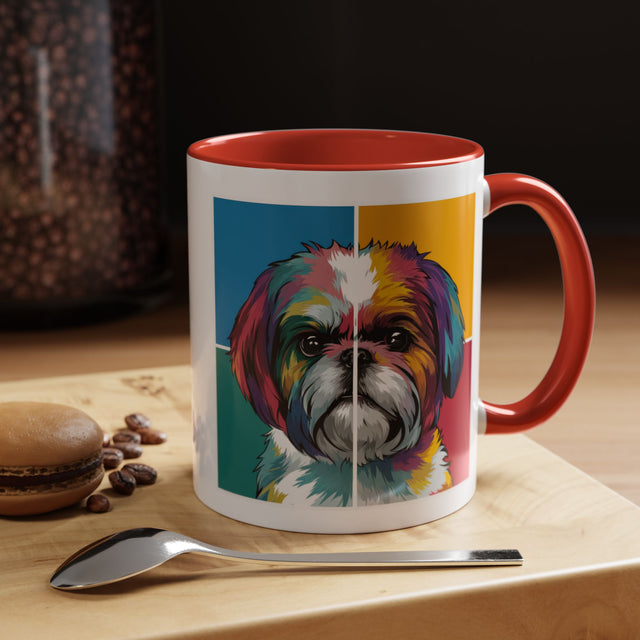 Shih Tzu Coffee Cup,4-Panel Pop Art Mug,Shih Tzu Lover,Shih Tzu Mom,Shih Tzu Dad,Dog Lover Gift,Shih Tzu Gift
