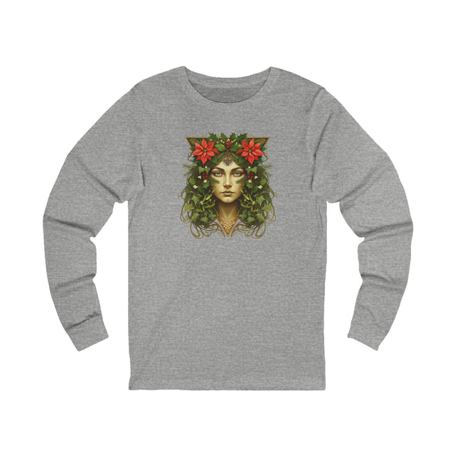 Green Woman Christmas Tee, Winter T-shirt, Long sleeve