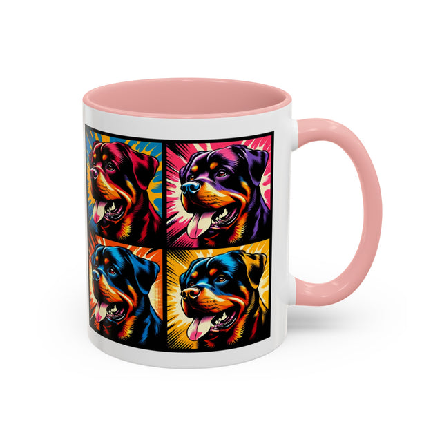 Rottweiler Coffee Cup,4-Panel Pop Art Mug,Rottweiler Lover,Rottie Mom,Rottie Dad,Dog Lover Gift,Rottweiler Gift,Butchers Dog