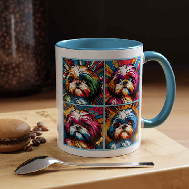 Shih Tzus Coffee Cup,4-Panel Pop Art Mug,Shih Tzu Lover,Shih Tzu Mom,Shih Tzu Dad,Dog Lover Gift,Shih Tzu Gift