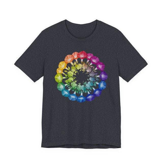 Rainbow Morning Glory Mandala shirt, Flower Shirt,Pride Tee, LGBTQIA, Plant Lover Gift, Gardener T-shirt, Mothers Day Gift, Gift for Her