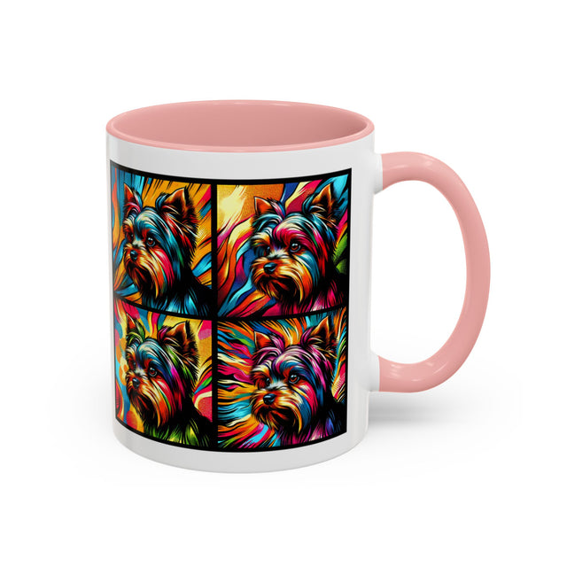 Yorkshire Terriers Coffee Cup,4-Panel Pop Art Mug,Yorkie Lover,Yorkie Mom,Yorkie Dad,Dog Lover Gift,Yorkshire Terrier Gift