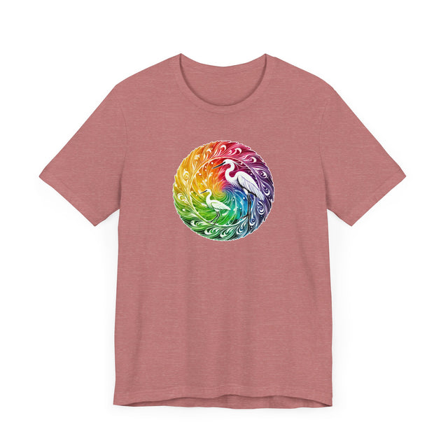 Rainbow Egret Spiral Mandala T-shirt, Bird Lover T shirt, LGBTQ+, BGLT,Pride Shirt