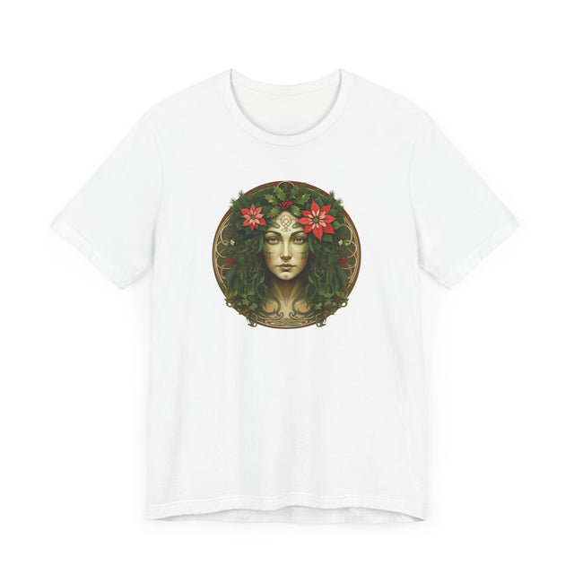 Celtic Christmas Green Woman Circle T-shirt, Yuletide Nature Shirt