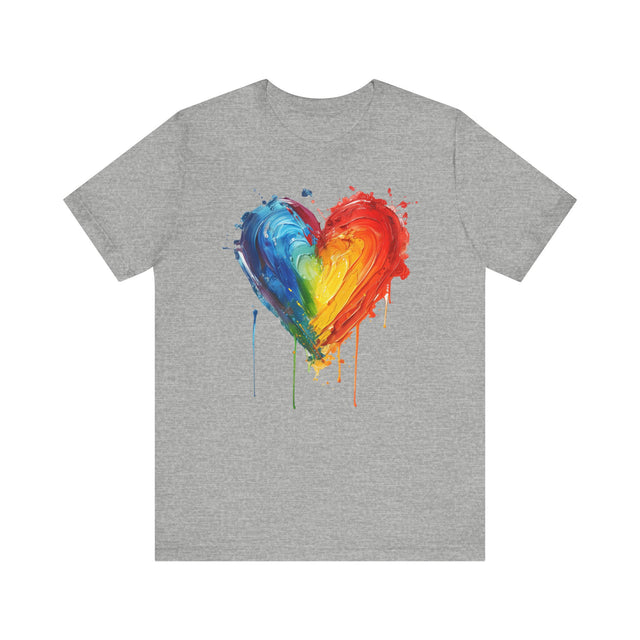 Painted Rainbow Heart T-shirt,Pride Shirt, Gay Pride T shirt, LGBTQ+ Ally Tee, Queer