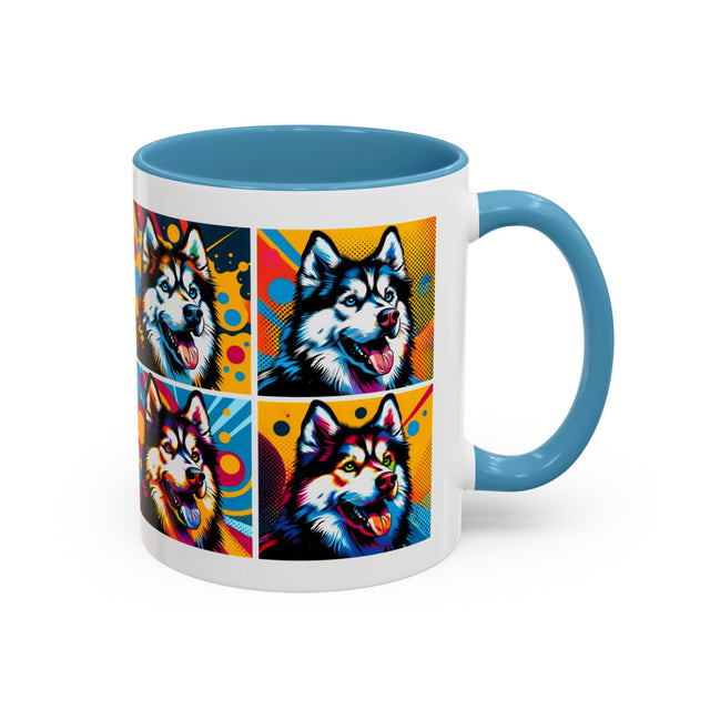 Siberian Huskies Coffee Cup,4-Panel Pop Art Mug,Husky Lover,Husky Mom,Sibe Dad,Dog Lover Gift,Siberian Husky Gift
