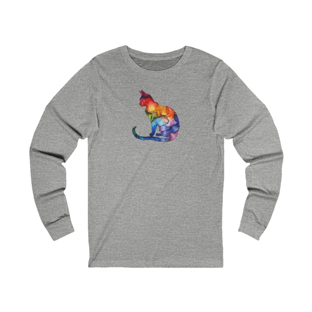 Rainbow Cat Long Sleeve T-shirt,Pride Shirt,Queer Top,Rainbow Animals,LGBTQ+ Tee,Cat Lover Gift,Gay,Lesbian,Bisexual,Trans,Feline,Kitten,Kitty
