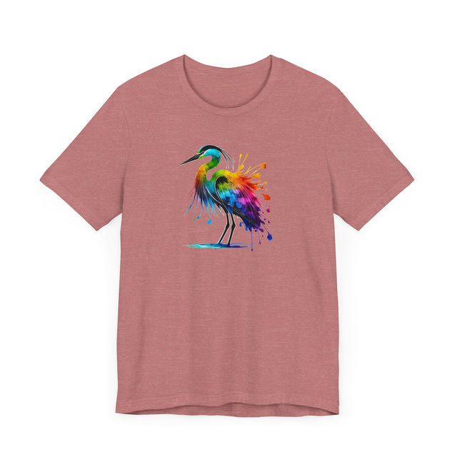 Rainbow Grey Heron Alcohol Ink T-shirt, Pride Shirt,Bird Lover T shirt, LGBTQ+, BGLT, Avian,Gray Heron