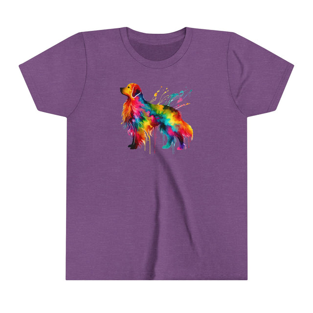 Rainbow Golden Retriever T-shirt,Pride Shirt,Dog Lover Top,Rainbow Animals,LGBTQ+ Tee,Golden Owner,Youth Size