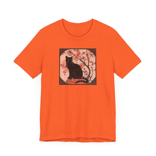 Black Cat Flowers T-shirt, Cat Lover Top, Halloween Tee