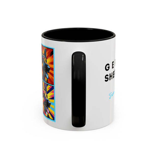 German Shepherd Dog Mug,4-Panel Pop Art Mug,German Shepherd Lover,GSD Mom,GSD Dad,Dog Lover Gift,Alsatian Dog Gift