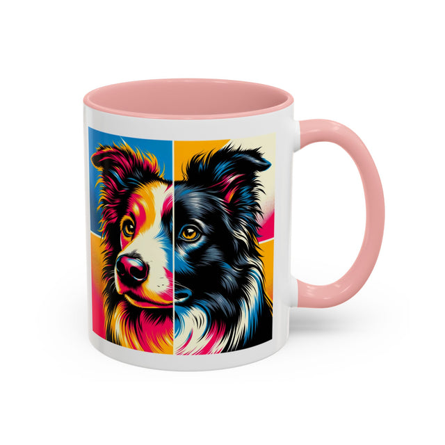 Border Collies Coffee Cup,4-Panel Pop Art Mug,Border Collie Lover,Border Collie Mom,Border Collie Dad,Dog Lover Gift,Border Collie Gift