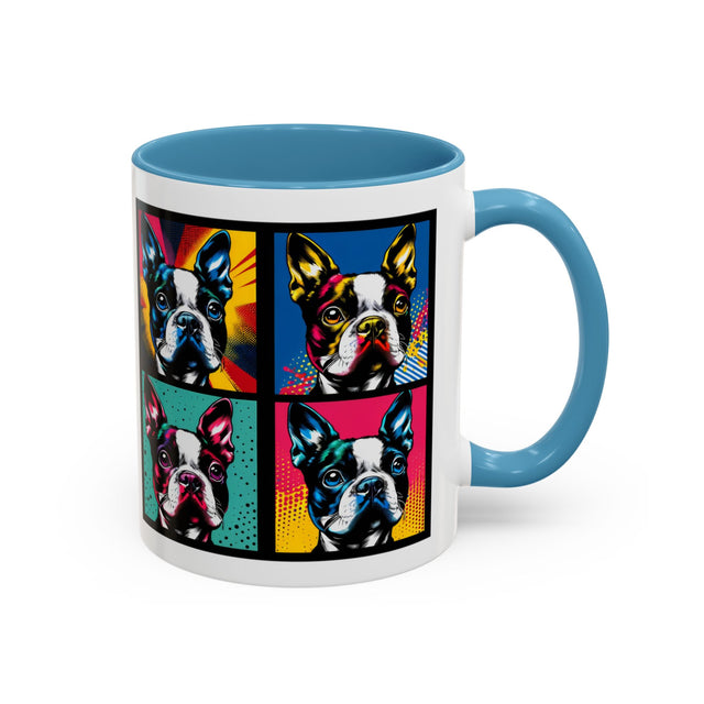 Boston Terrier Coffee Cup,4-Panel Pop Art Mug,Boston Terrier Lover,Boston Terrier Mom,Roundhead Dad,Dog Lover Gift,Boston Terrier Gift