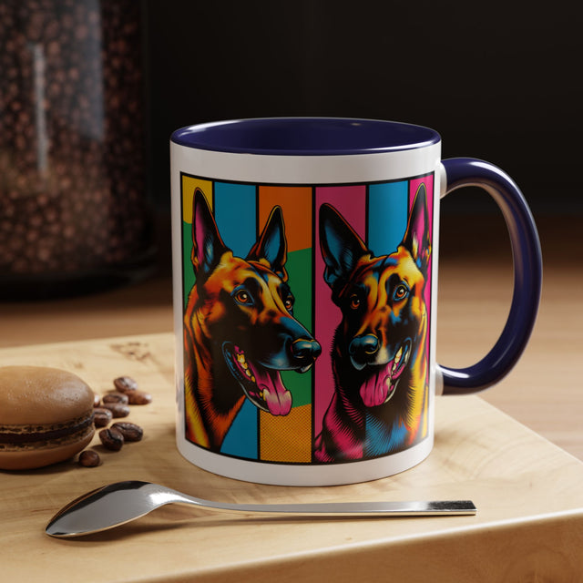 Belgian Malinois Coffee Cup,4-Panel Pop Art Mug,Belgian Malinois Lover,Mal Mom,Mali Dad,Dog Lover Gift,Belgian Malinois Gift