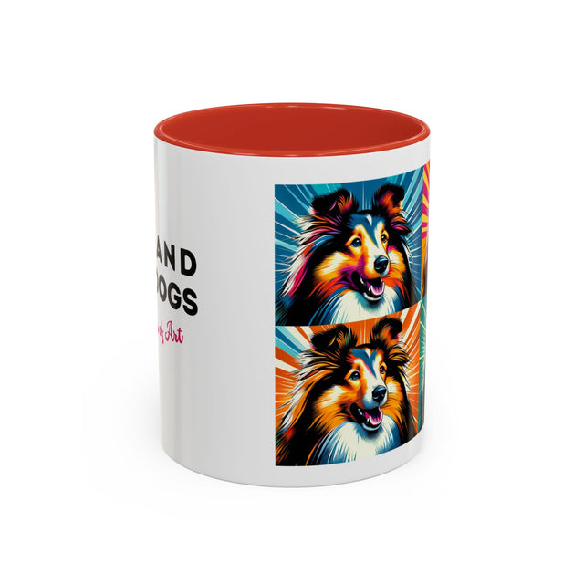 Shetland Sheepdogs Coffee Cup,4-Panel Pop Art Mug,Toy Collie Lover,Sheltie Mom,Sheltie Dad,Dog Lover Gift,Shetland Sheepdog Gift