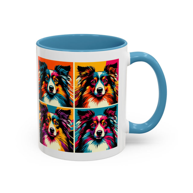 Miniature American Shepherds Coffee Cup,4-Panel Pop Art Mug,MAS Lover,Mini Aussie Mom,Mini Aussie Dad,Dog Lover Gift,Miniature American Shepherd Gift