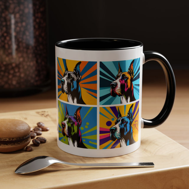 Great Danes Coffee Cup,4-Panel Pop Art Mug,Great Dane Lover,Great Dane Mom,Great Dane Dad,Dog Lover Gift,Great Dane Gift