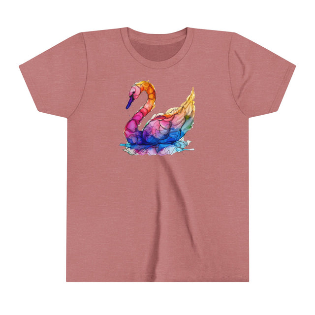 Rainbow Swan T-shirt,Pride Shirt,Bird Lover Top,Rainbow Animals,LGBTQ+ Tee,Youth Size
