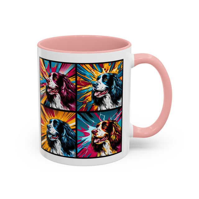 English Springer Spaniels Coffee Cup,4-Panel Pop Art Mug,Springer Lover,Springer Mom,Springer Dad,Dog Lover Gift,English Springer Spaniel Gift
