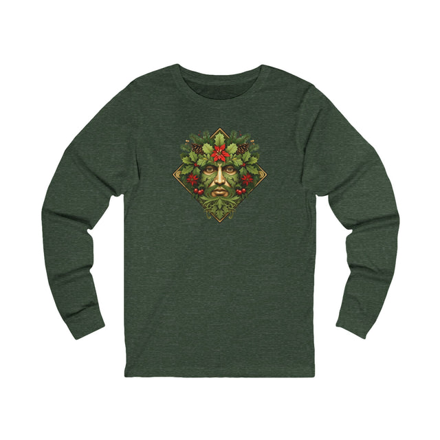 Green Man Diamond Christmas Tee, Winter T-shirt, Long sleeve