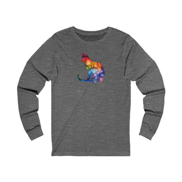 Rainbow Cat Long Sleeve T-shirt,Pride Shirt,Queer Top,Rainbow Animals,LGBTQ+ Tee,Cat Lover Gift,Gay,Lesbian,Bisexual,Trans,Feline,Kitten,Kitty