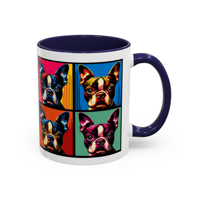 Boston Terrier Coffee Cup,4-Panel Pop Art Mug,Boston Terrier Lover,Boston Terrier Mom,Roundhead Dad,Dog Lover Gift,Boston Terrier Gift