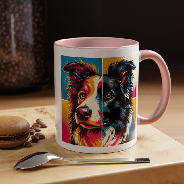 Border Collies Coffee Cup,4-Panel Pop Art Mug,Border Collie Lover,Border Collie Mom,Border Collie Dad,Dog Lover Gift,Border Collie Gift