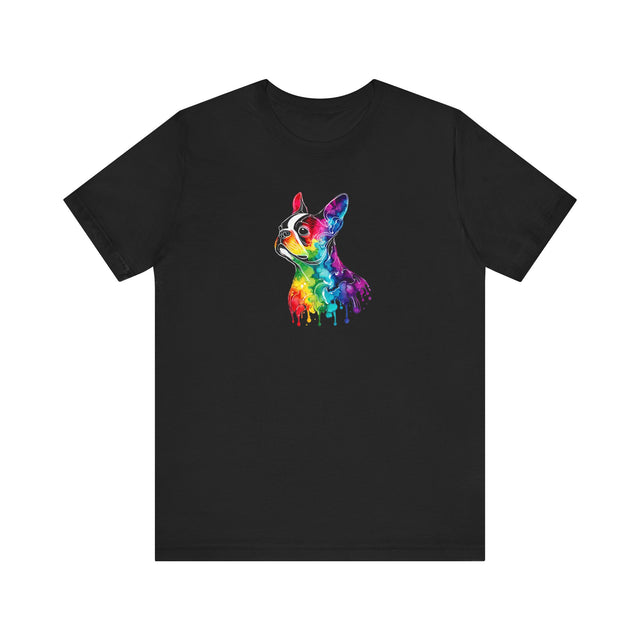 Rainbow Boston Terrier Head T-shirt,Pride Shirt,Dog Lover Top,Rainbow Animals,LGBTQ+ Tee, Boston Terrier Owner
