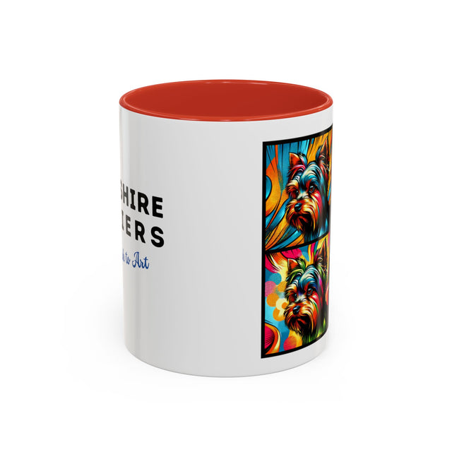 Yorkshire Terriers Coffee Cup,4-Panel Pop Art Mug,Yorkie Lover,Yorkie Mom,Yorkie Dad,Dog Lover Gift,Yorkshire Terrier Gift