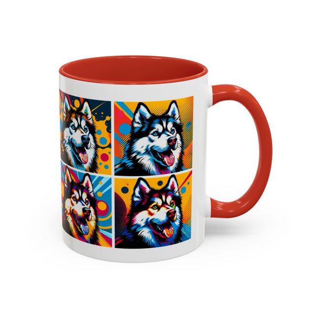 Siberian Huskies Coffee Cup,4-Panel Pop Art Mug,Husky Lover,Husky Mom,Sibe Dad,Dog Lover Gift,Siberian Husky Gift