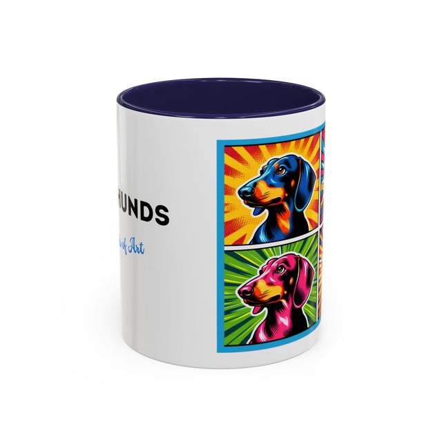 Dachshund Coffee Cup,4-Panel Pop Art Mug,Dachshund Lover,Doxie Mom or Dad,Dog Lover Gift,Wiener Dog,Sausage Dog,Low Rider dog